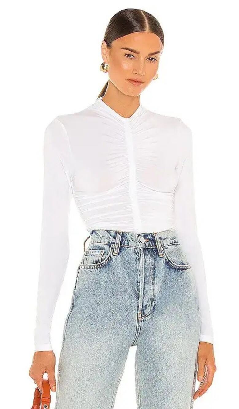 A.L.C Ansel Ruched Long Sleeve Top Off White